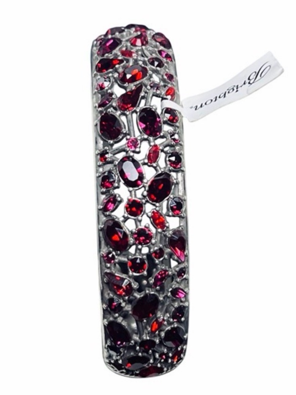 💎 SUPER RARE BRIGHTON ‘One Love’ RED SWAROVSKI CRYSTAL SLVR VTG+ Bracelet!